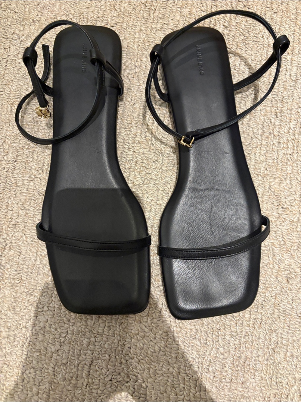 Minimalist Black Ankle-Strap Sandals by Anine Bing